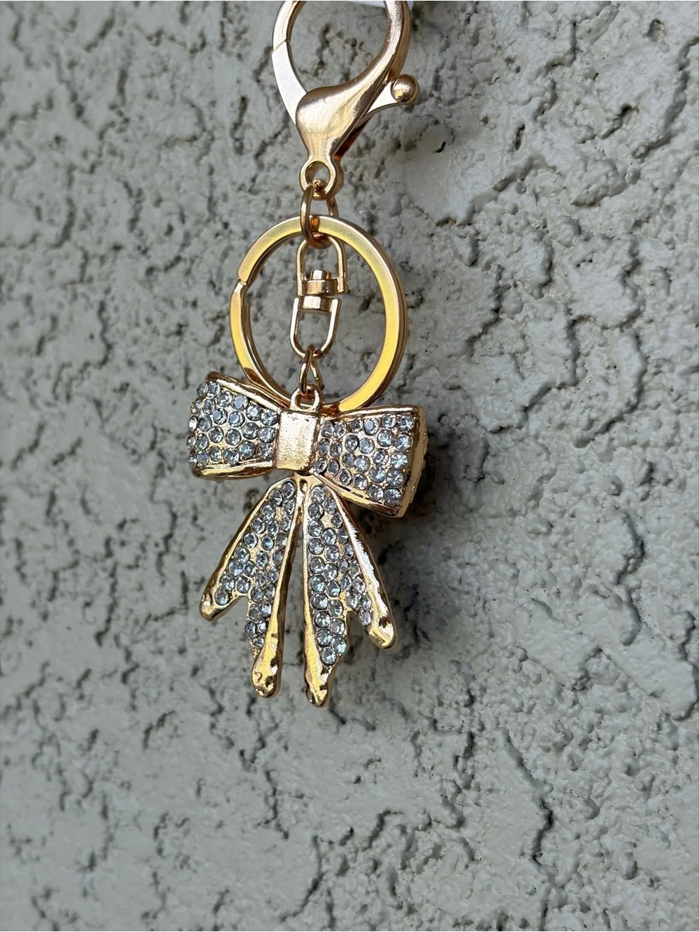 Sparkling Gold Bow Crystal Keychain/Bag Charm